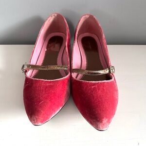 OLD NAVY - Women’s Pink Velvet Mary Jane Ballet Shoes Slippers Size 10